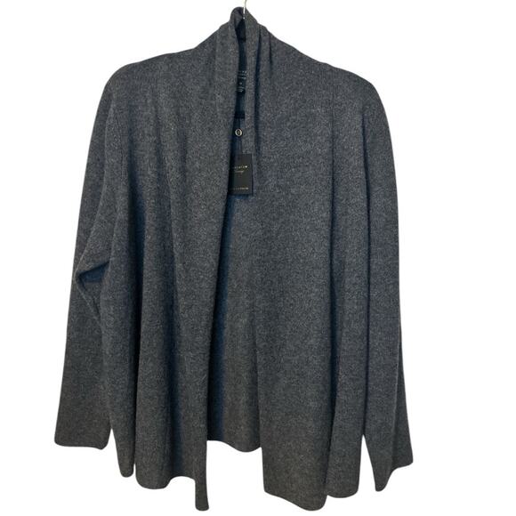 100% Cashmere Plus Size Open Cardigan in Charcoal Gray - Picture 3 of 5